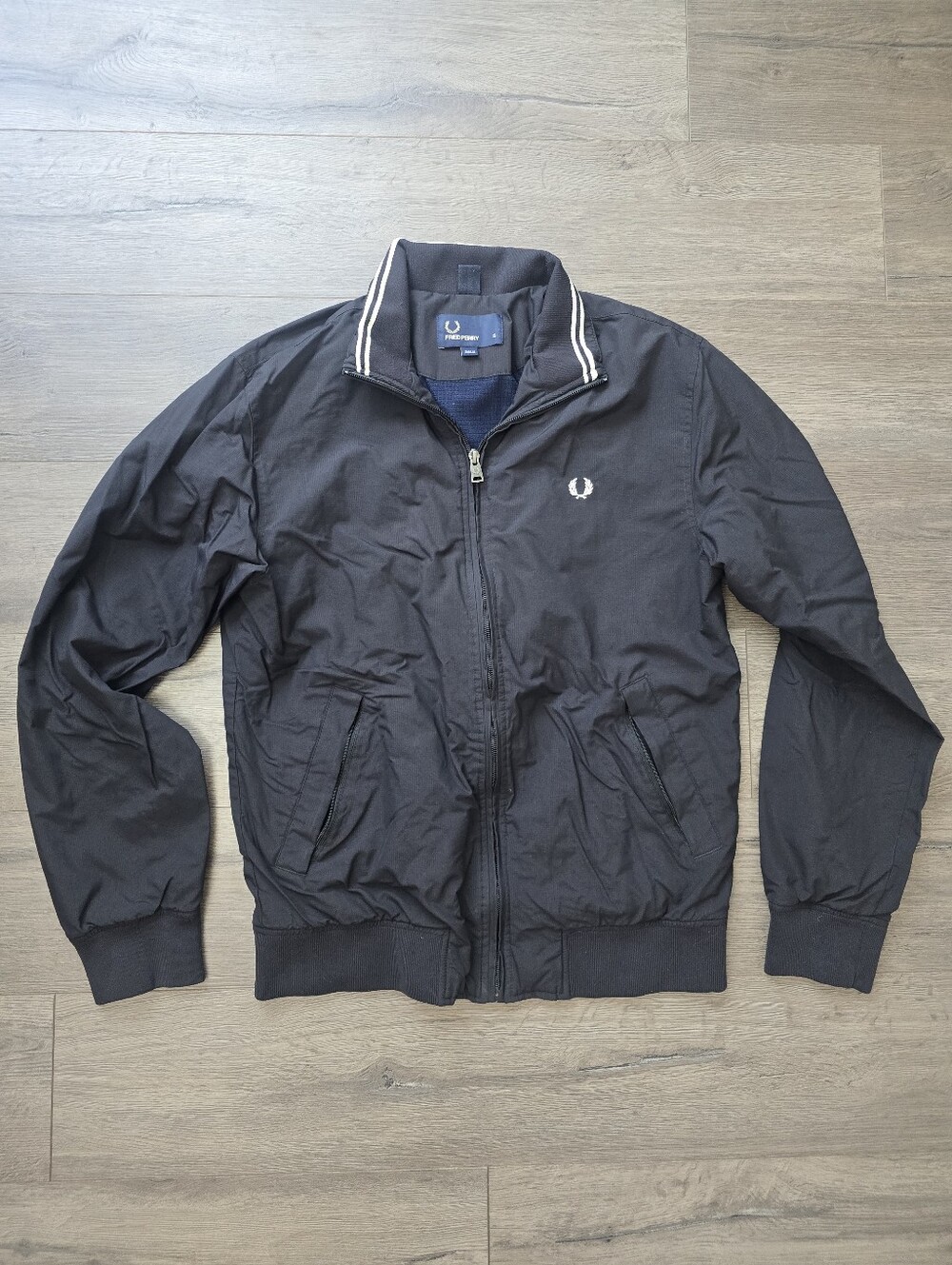 Fred Perry Brentham Mens Jacket Size Small Black White Details